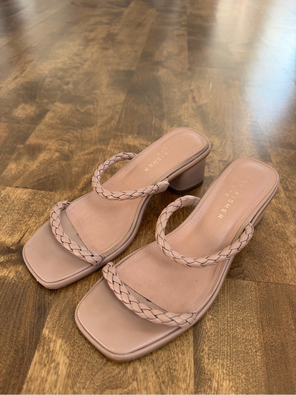 Marc Fisher Women's Braided Strap Block Heel Sandals - Blush, Size 8